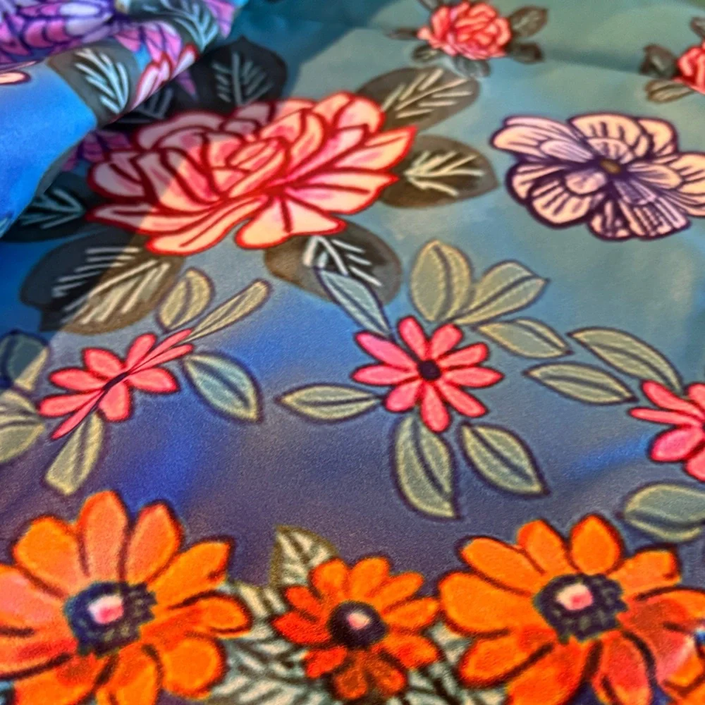 Johnny Was Blue and Black Reversible Pool/ Beach Towel with Travel Pouch